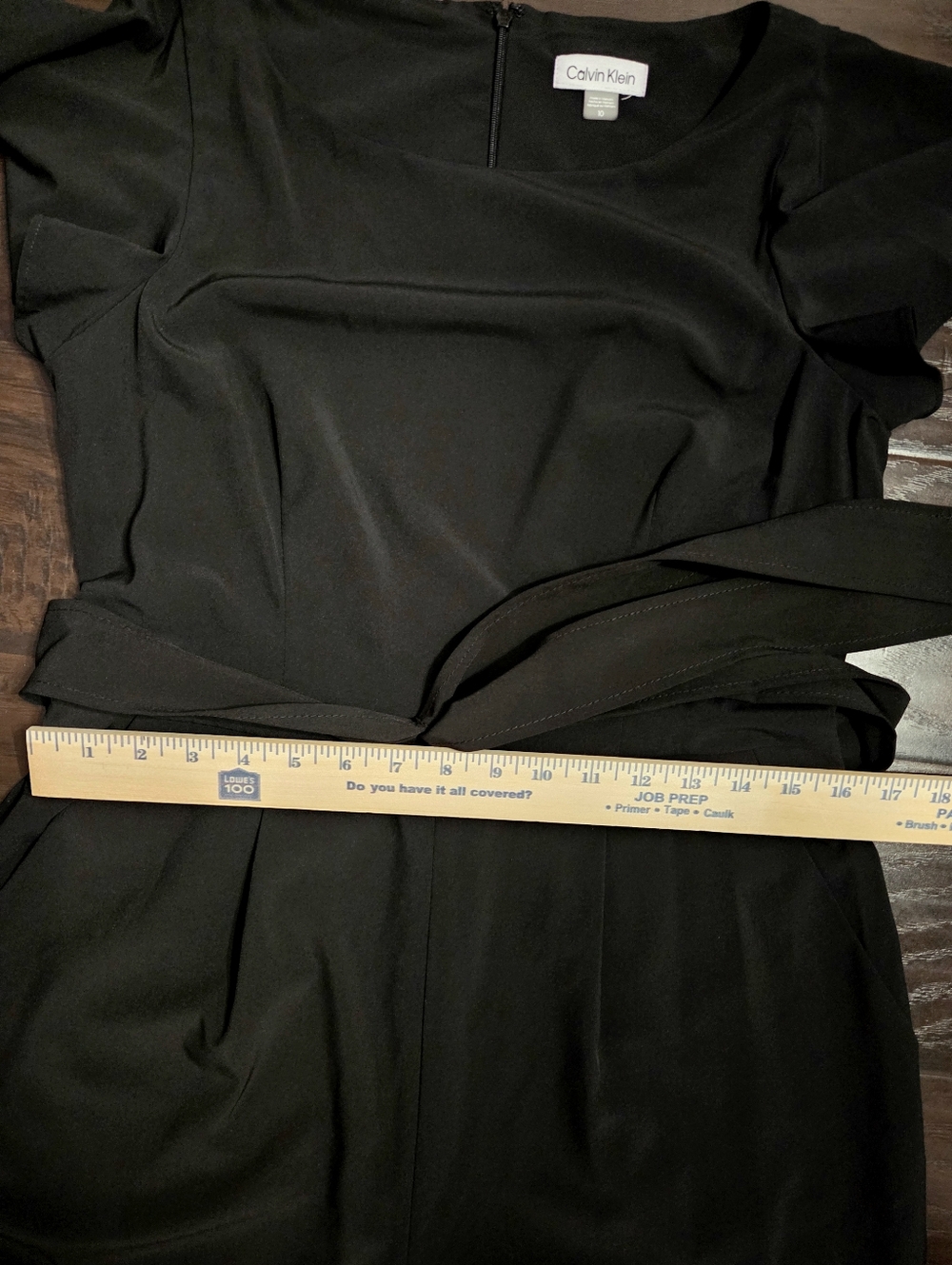 Calvin Klein Black Flutter-Sleeve Jumpsuit with Waist Tie - Picture 10 of 11